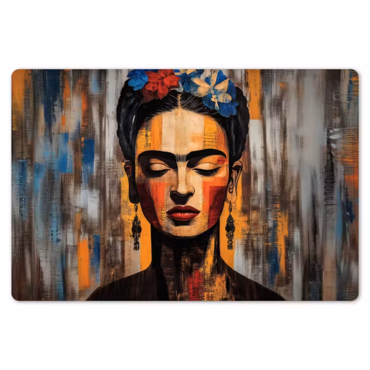 Placemat - 6 stuks - Portret - Vrouw - Bloemen — 7