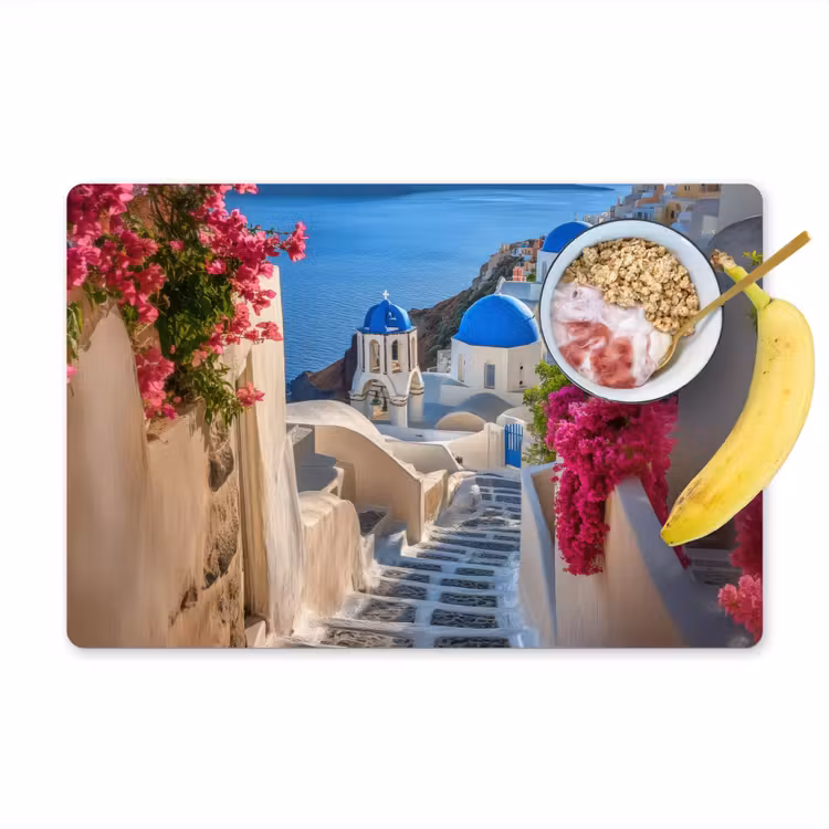 Placemat - 6 stuks - Santorini - Bloemen - Griekenland — 1