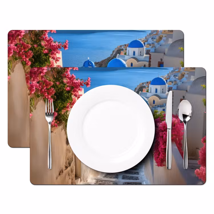 Placemat - 6 stuks - Santorini - Bloemen - Griekenland — 2