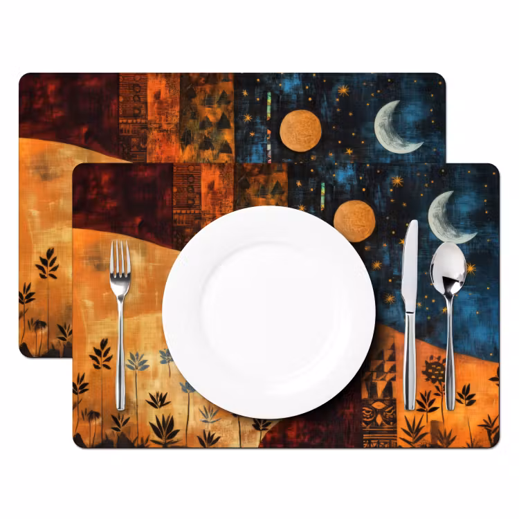 Placemat - 6 stuks - Silhouetten - Abstract - Zon - Maan — 2