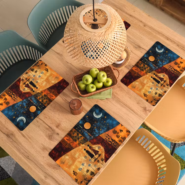 Placemat - 6 stuks - Silhouetten - Abstract - Zon - Maan — 6