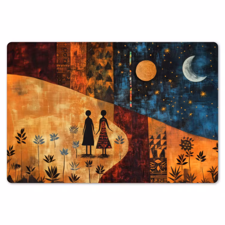 Placemat - 6 stuks - Silhouetten - Abstract - Zon - Maan — 7