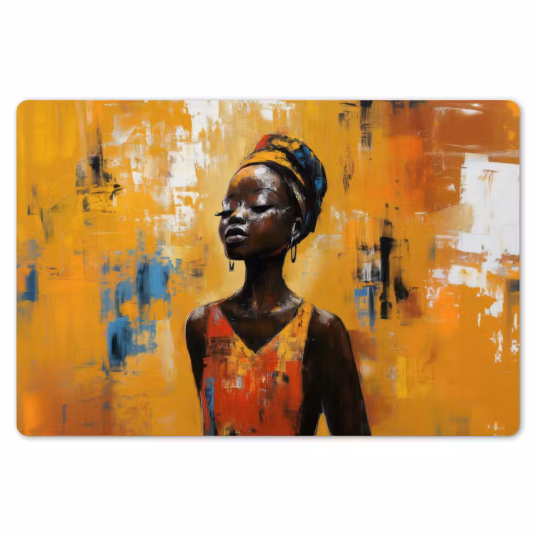 Placemat - 6 stuks - Vrouw - Ogen - Penseelstreken - Geel — 7