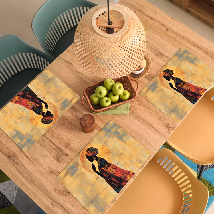 Placemat - 6 stuks - Vrouw - Silhouet - Patronen - Sierlijk — 6