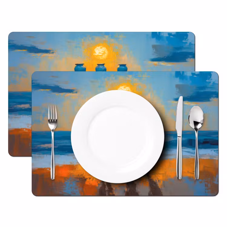 Placemat - 6 stuks - Vrouwen - Strand - Zondsondergang — 2