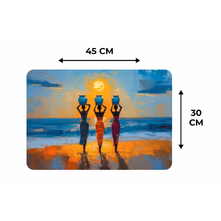 Placemat - 6 stuks - Vrouwen - Strand - Zondsondergang — 3
