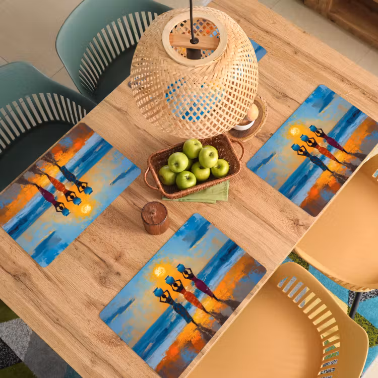 Placemat - 6 stuks - Vrouwen - Strand - Zondsondergang — 6