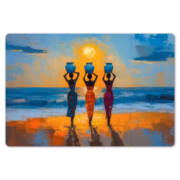 Placemat - 6 stuks - Vrouwen - Strand - Zondsondergang — 7