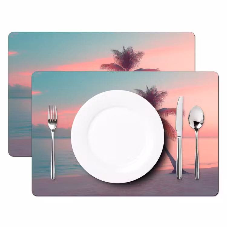 Placemat - 6 stuks - Zee - Boot - Zonsondergang — 2