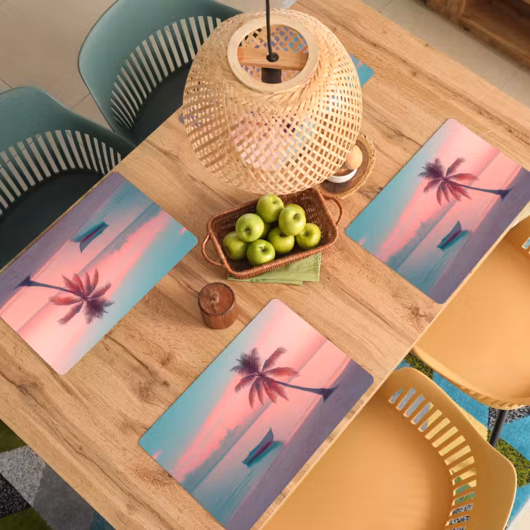 Placemat - 6 stuks - Zee - Boot - Zonsondergang — 6