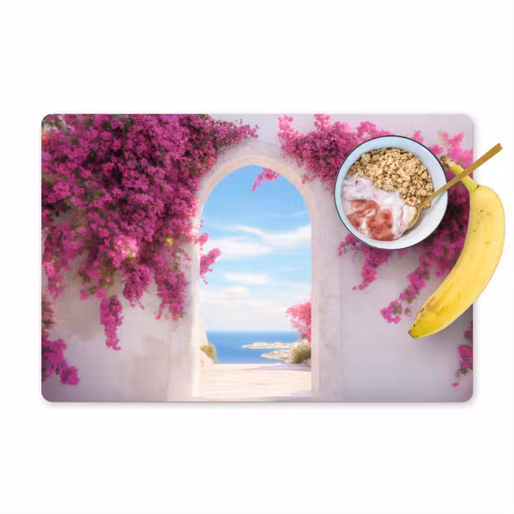 Placemat - 6 stuks - Zee - Roze - Bloemen - Poort — 1
