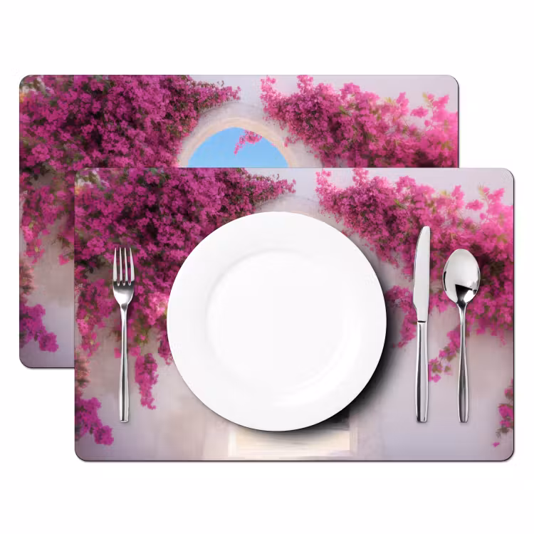 Placemat - 6 stuks - Zee - Roze - Bloemen - Poort — 2