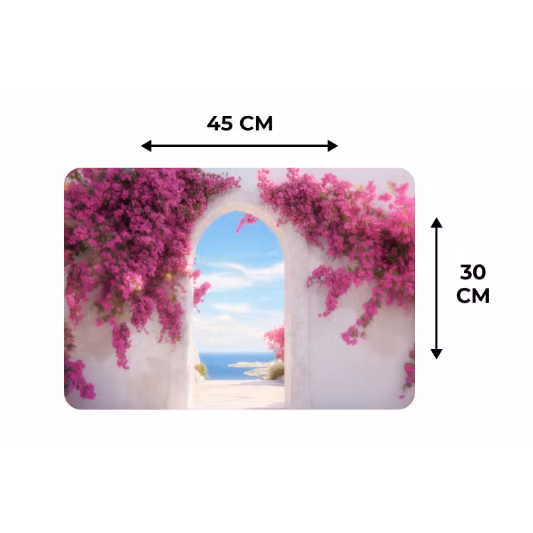 Placemat - 6 stuks - Zee - Roze - Bloemen - Poort — 3