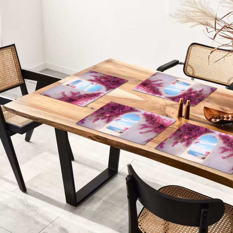 Placemat - 6 stuks - Zee - Roze - Bloemen - Poort — 5