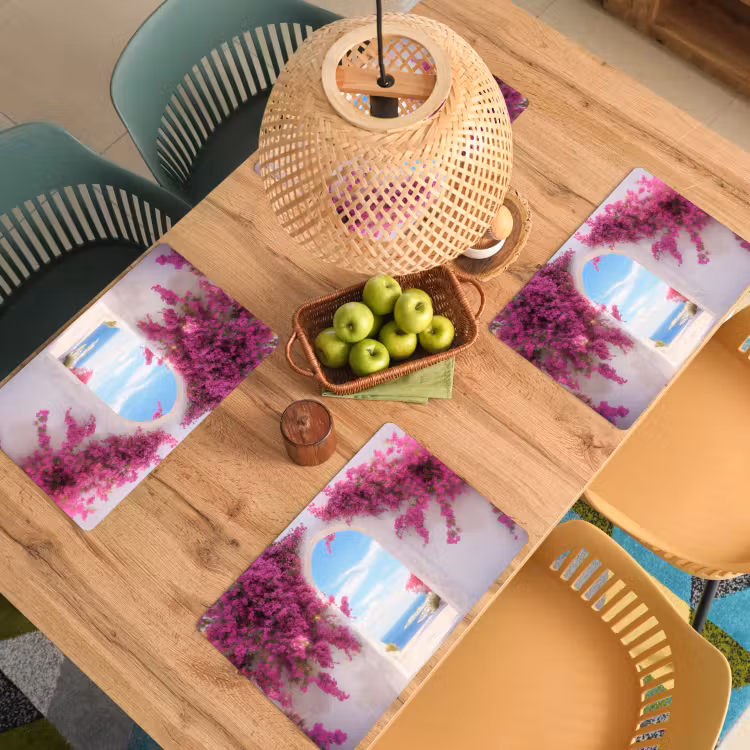 Placemat - 6 stuks - Zee - Roze - Bloemen - Poort — 6