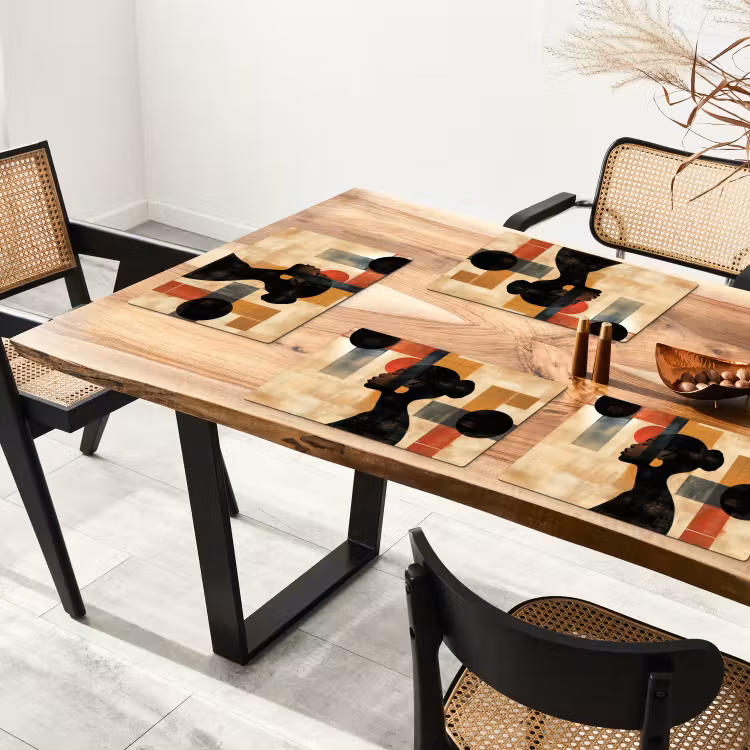 Placemat - 6 stuks - Zijaanzicht - Vrouw - Vormen — 5