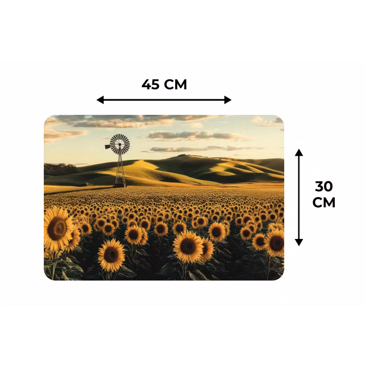 Placemat - 6 stuks - Zonnebloem - Veld - Windmolen — 3