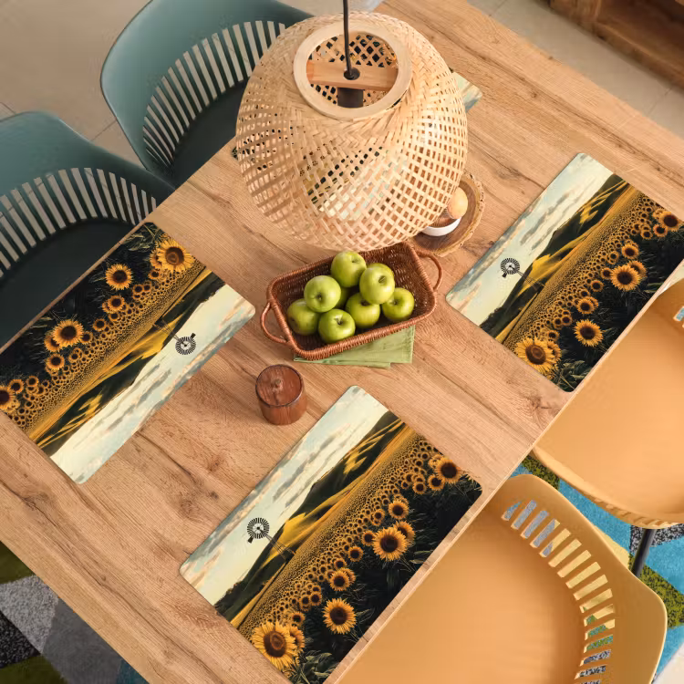Placemat - 6 stuks - Zonnebloem - Veld - Windmolen — 6