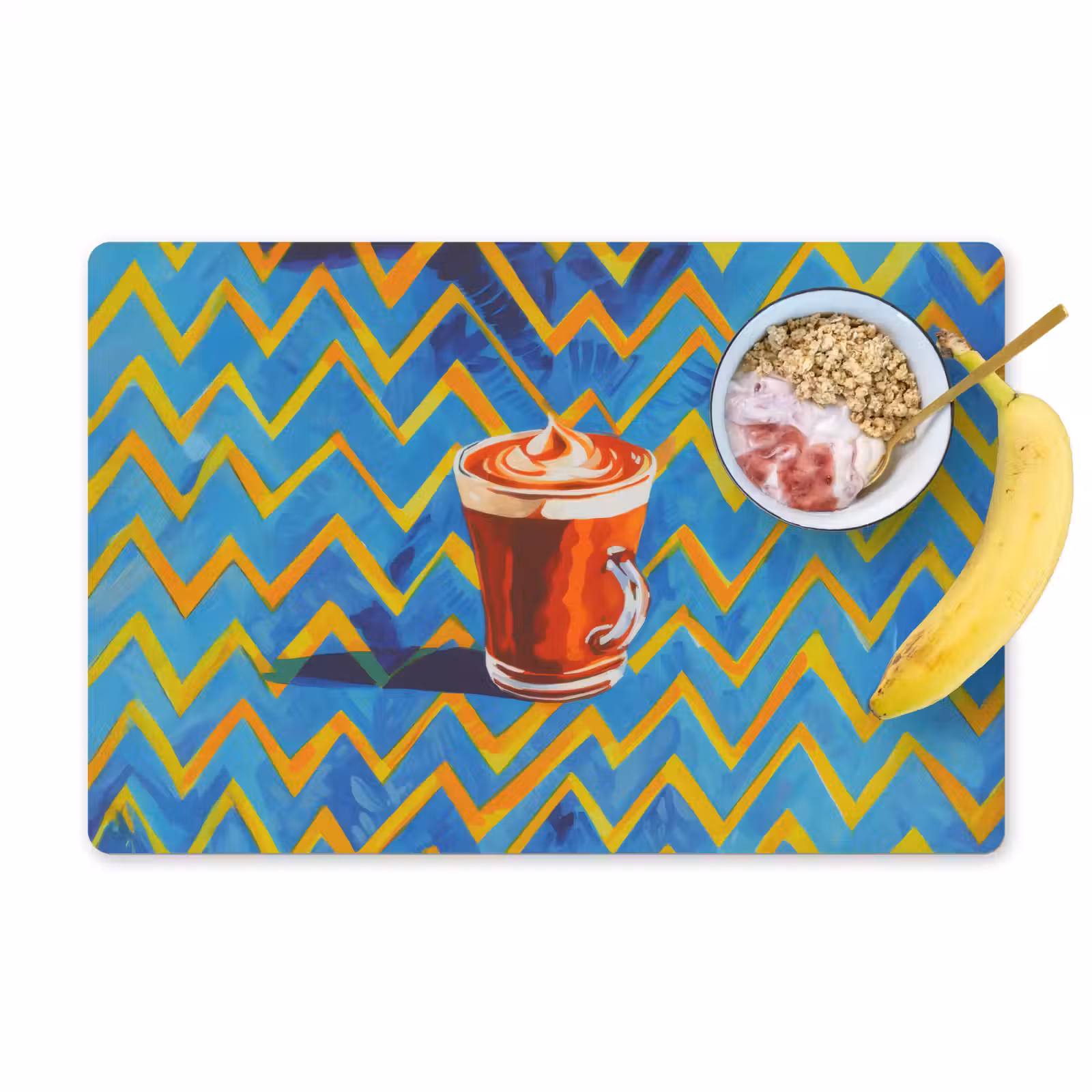 Placemat - 6 stuks - Mok - Koffie - Zigzag - Slagroom — 1