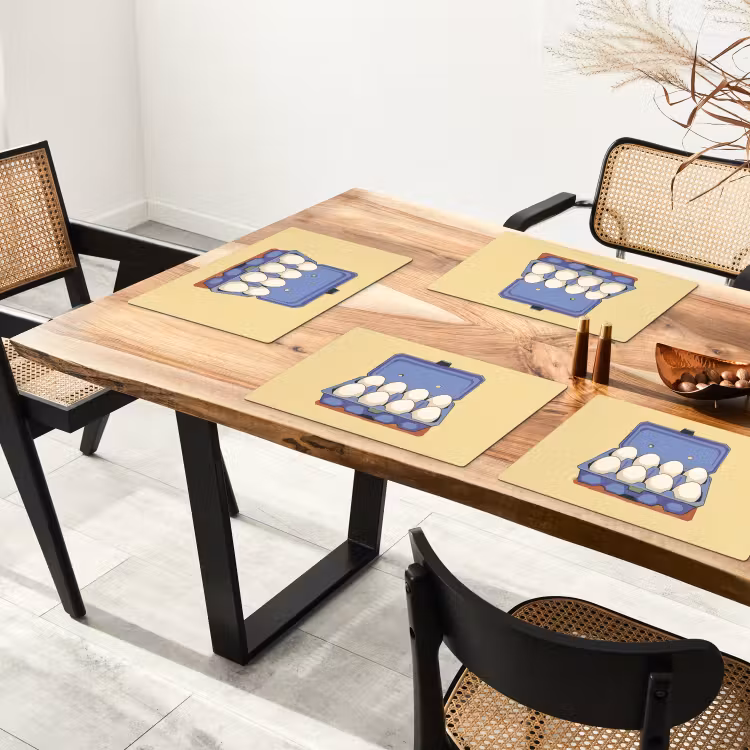 Placemat - 6 stuks - Eieren - Doos - Minimalistisch - Blauw — 5
