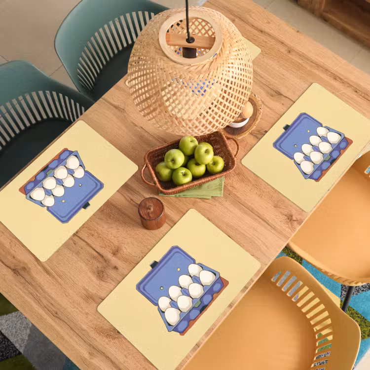 Placemat - 6 stuks - Eieren - Doos - Minimalistisch - Blauw — 6