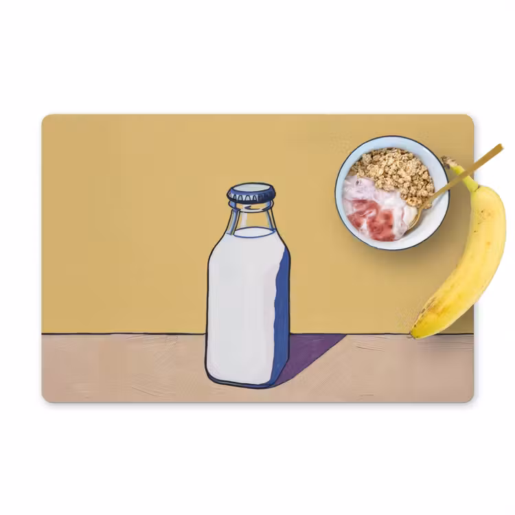 Placemat - 6 stuks - Glazen - Fles - Illustratie - Melk — 1