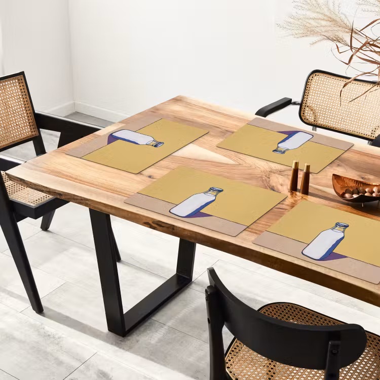 Placemat - 6 stuks - Glazen - Fles - Illustratie - Melk — 5