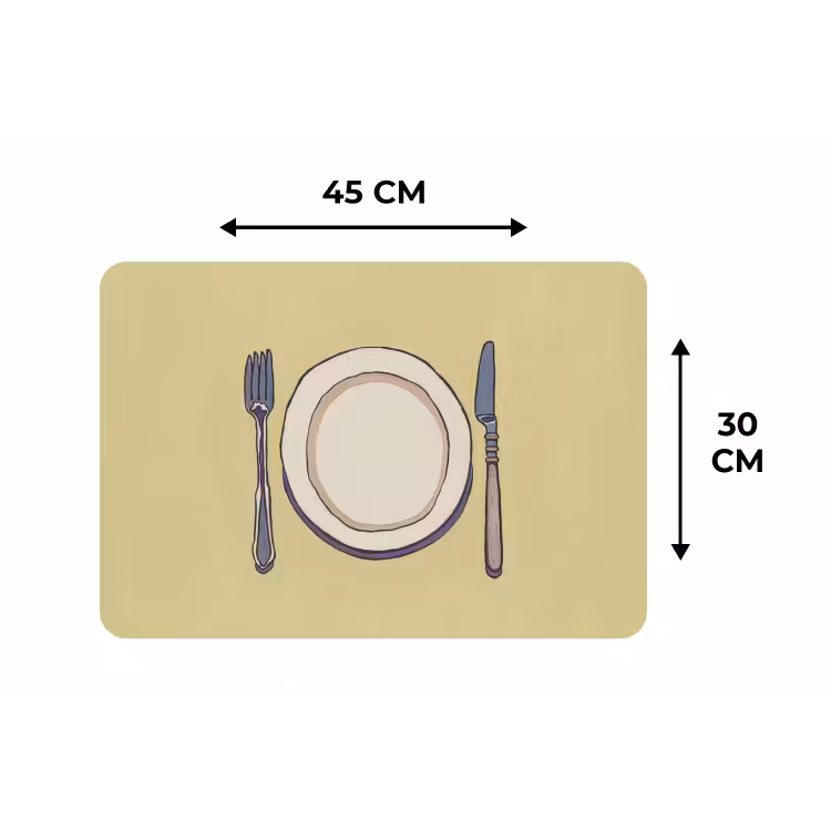 Placemat - 6 stuks - Illustratie - Bord - Bestek - Beige — 3