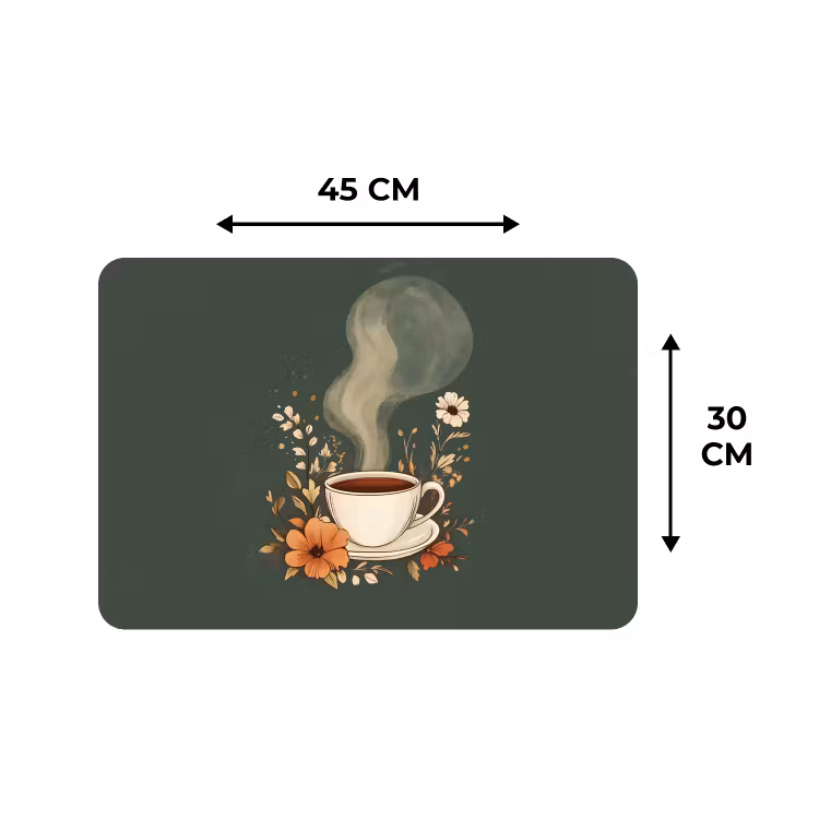 Placemat - 6 stuks - Kop - Bloemen - Groen - Koffie — 3