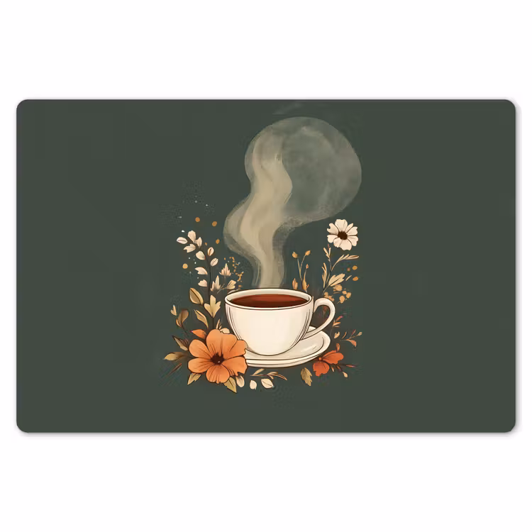Placemat - 6 stuks - Kop - Bloemen - Groen - Koffie — 7