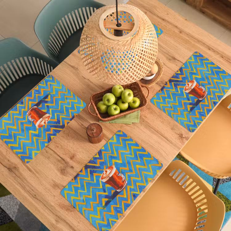 Placemat - 6 stuks - Mok - Koffie - Zigzag - Slagroom — 6