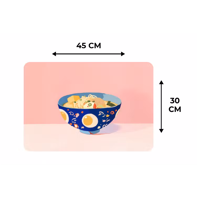 Placemat - 6 stuks - Noodles - Kom - Blauw - Illustratie — 3