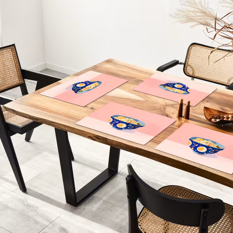 Placemat - 6 stuks - Noodles - Kom - Blauw - Illustratie — 5