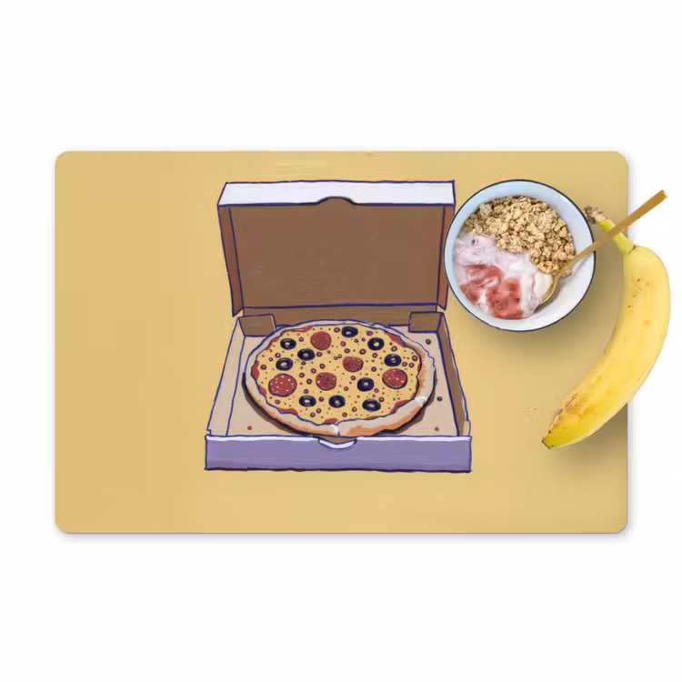 Placemat - 6 stuks - Pizza - Doos - Salami - Illustratie — 1