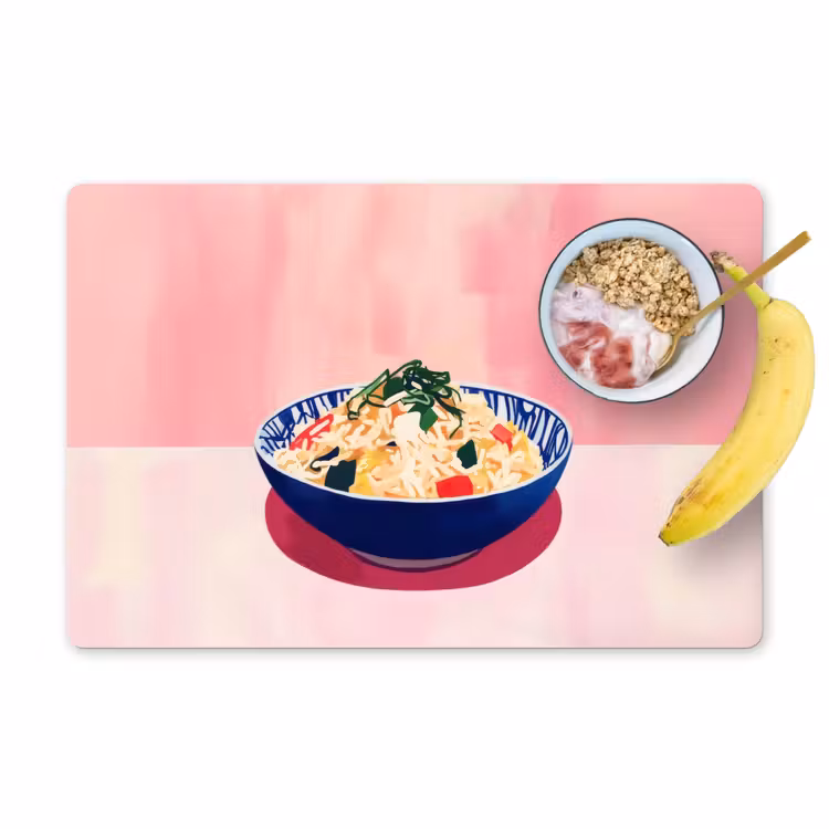 Placemat - 6 stuks - Rijst - Illustratie - Kom - Groente — 1