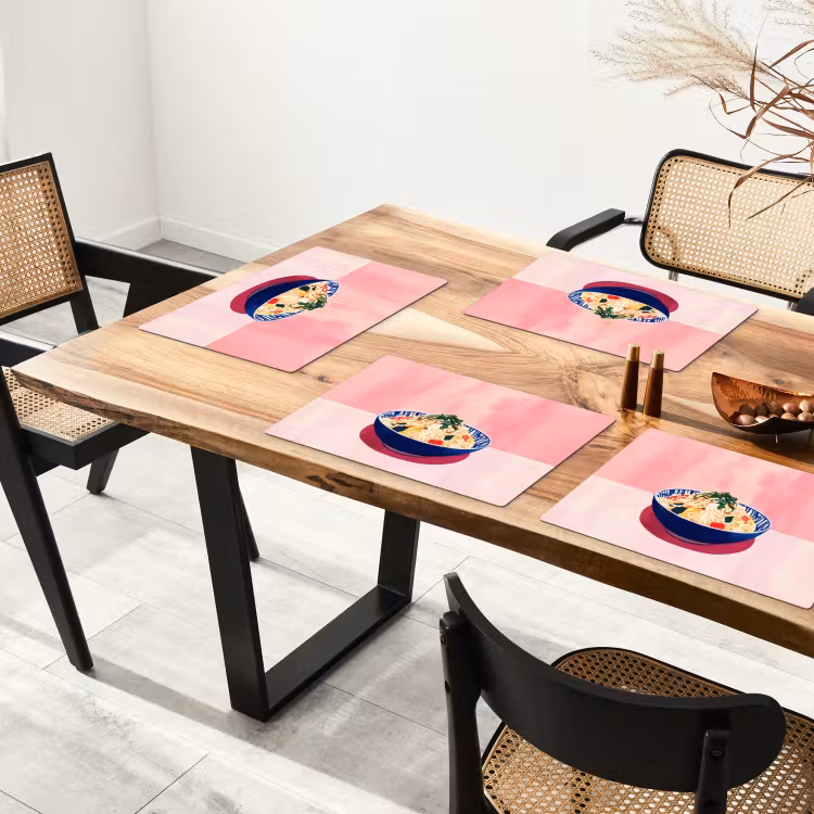 Placemat - 6 stuks - Rijst - Illustratie - Kom - Groente — 5