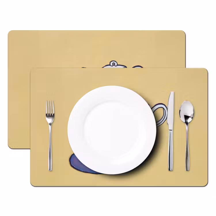 Placemat - 6 stuks - Theepot - Kopje - Beige - Illustratie — 2
