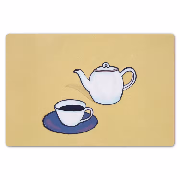 Placemat - 6 stuks - Theepot - Kopje - Beige - Illustratie — 7