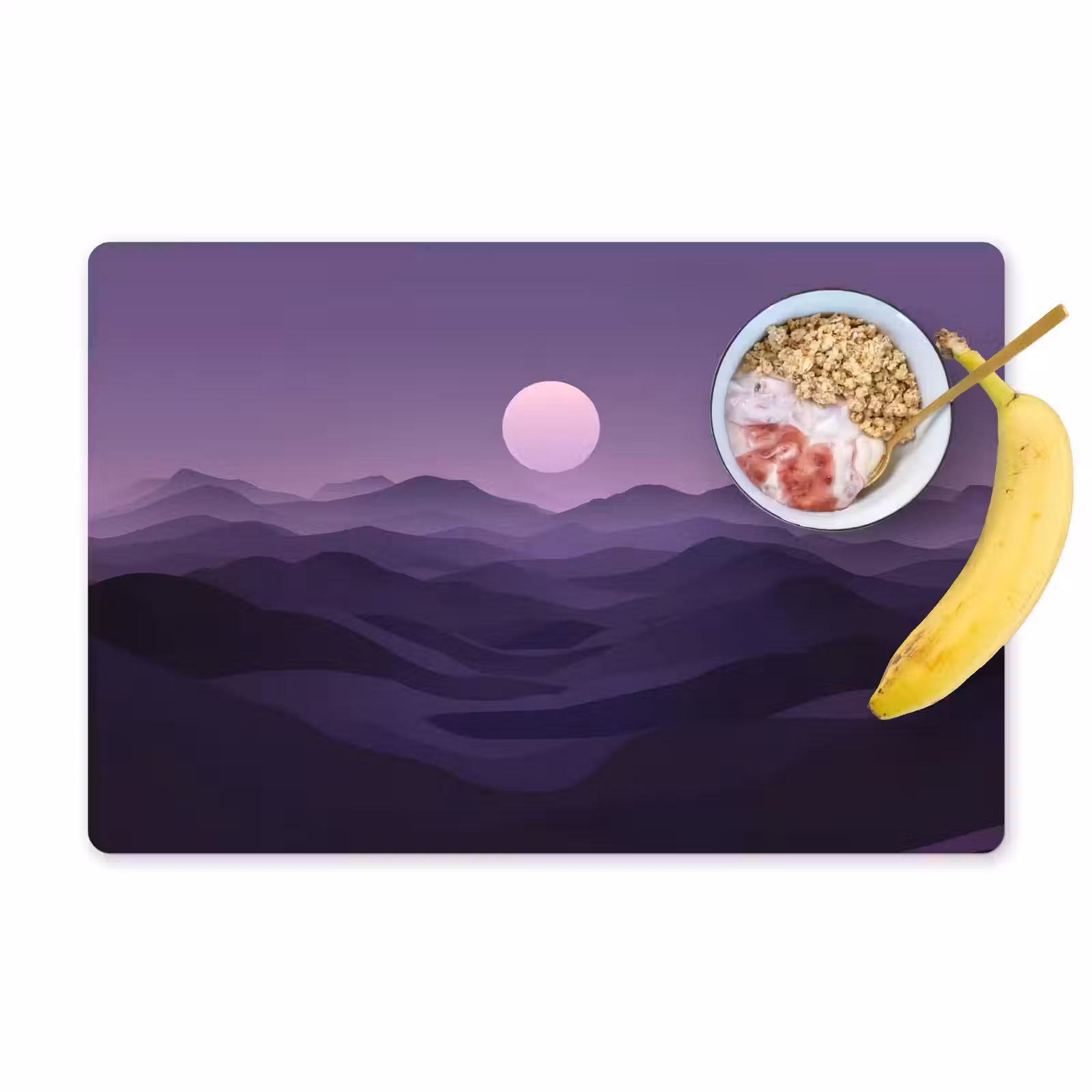 Placemat - 6 stuks - Heuvels - Paars - Mist - Zon — 1