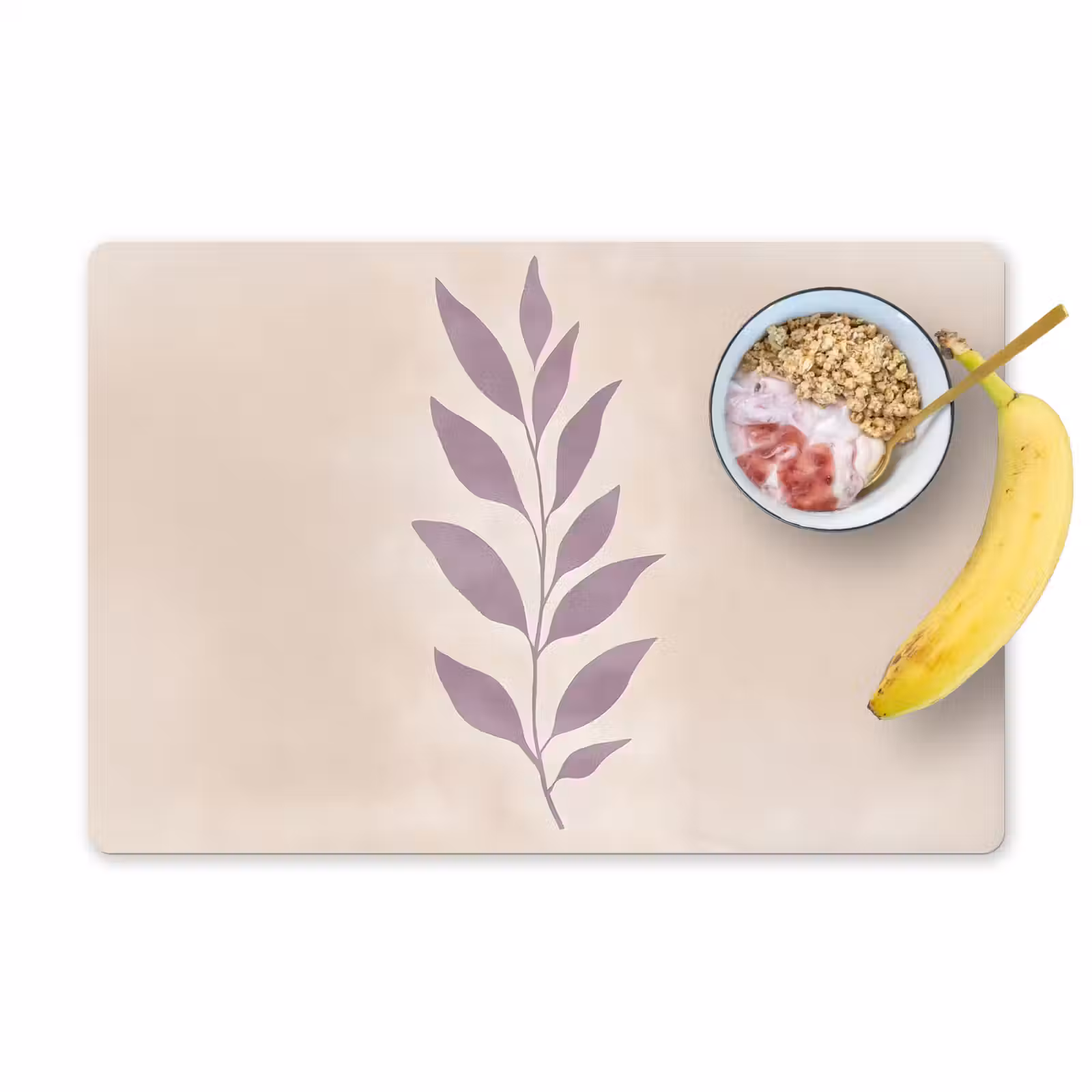 Placemat - 6 stuks - Tak - Bladeren - Minimalistisch - Beige — 1