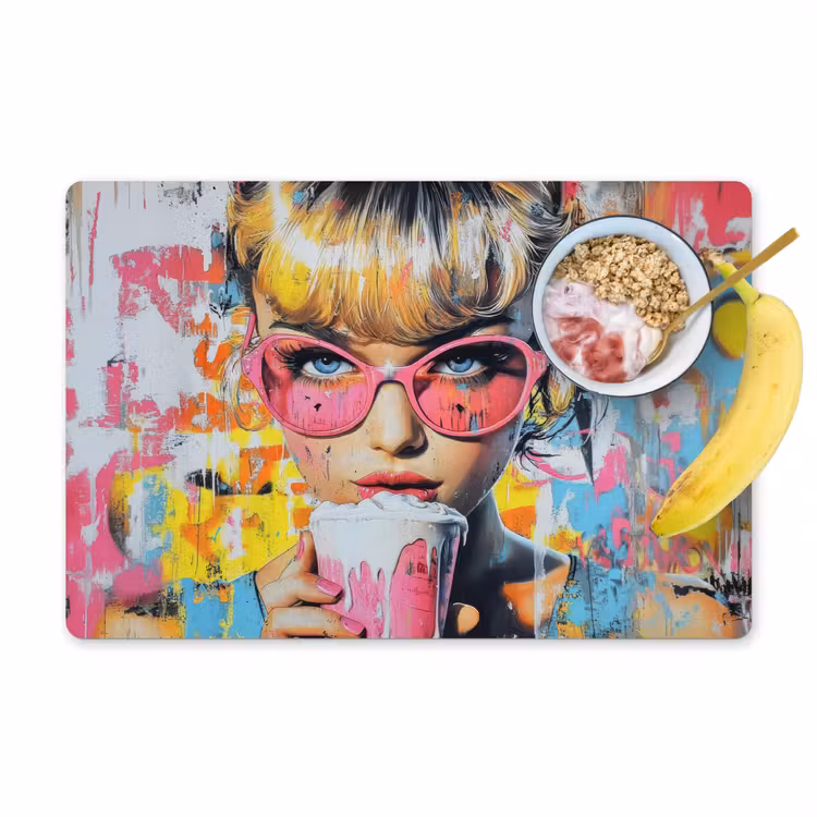 Placemat - 6 stuks - Expressief - Milkshake - Vrouw - Felle kleuren — 1