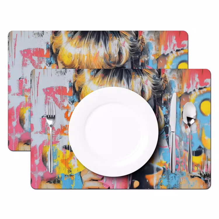Placemat - 6 stuks - Expressief - Milkshake - Vrouw - Felle kleuren — 2