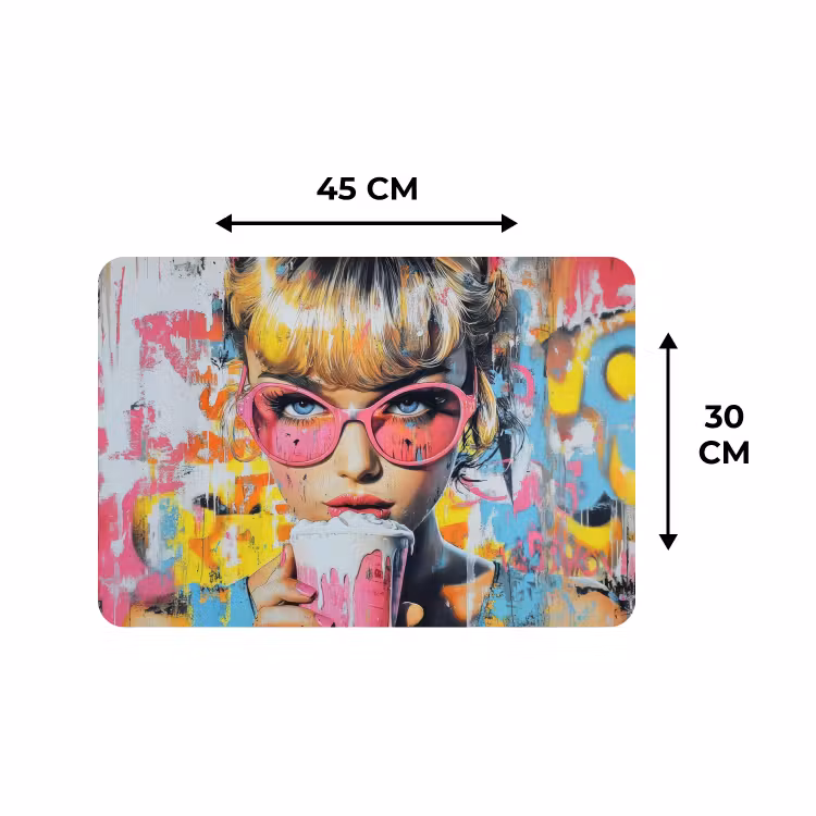 Placemat - 6 stuks - Expressief - Milkshake - Vrouw - Felle kleuren — 3