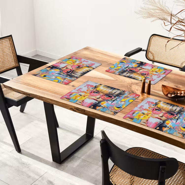 Placemat - 6 stuks - Expressief - Milkshake - Vrouw - Felle kleuren — 5