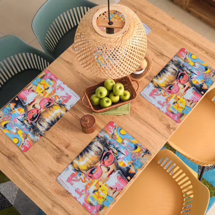Placemat - 6 stuks - Expressief - Milkshake - Vrouw - Felle kleuren — 6
