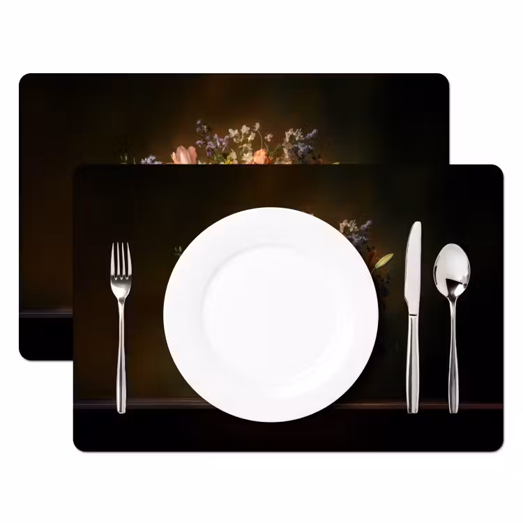 Placemat - 6 stuks - Glazen - Bloemen - Boeket - Kleuren — 2
