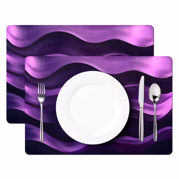 Placemat - 6 stuks - Golven - Abstract - Paars — 2