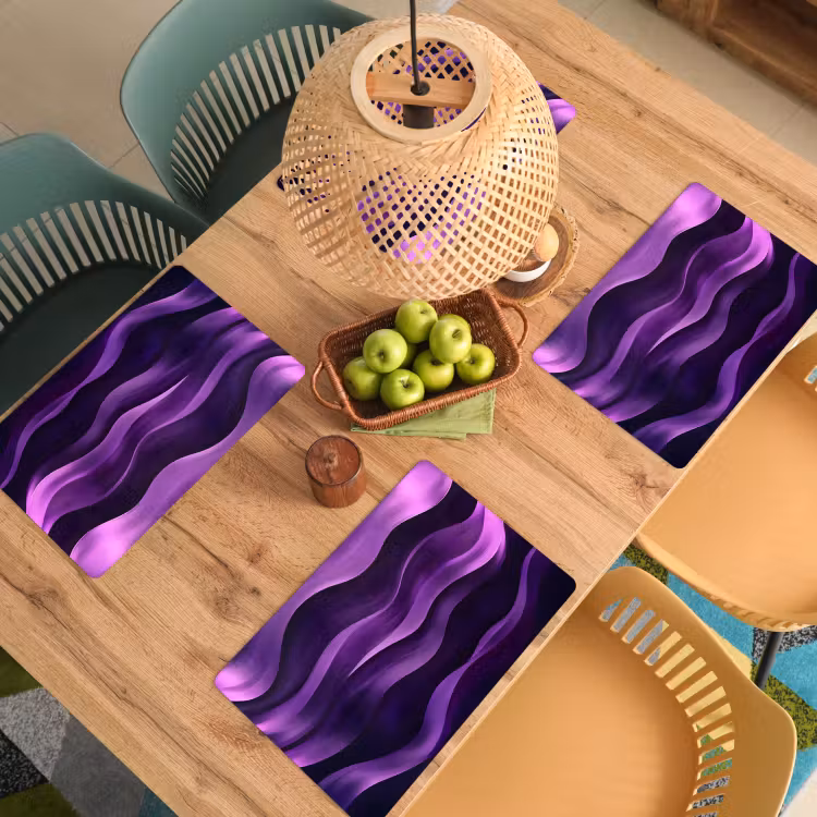 Placemat - 6 stuks - Golven - Abstract - Paars — 6