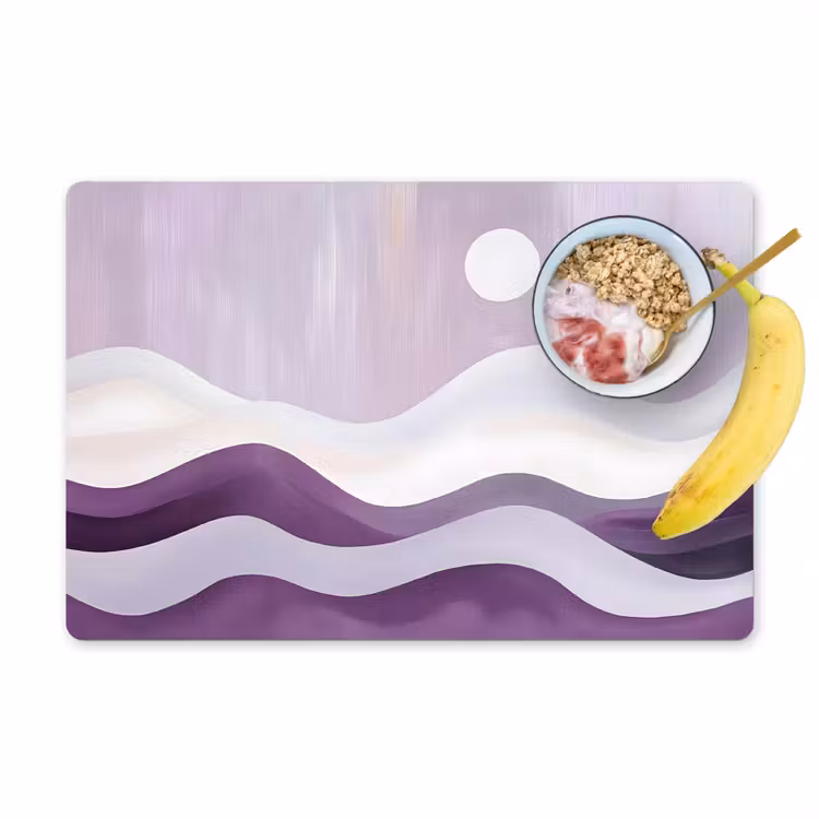 Placemat - 6 stuks - Golven - Heuvels - Abstract - Paars — 1
