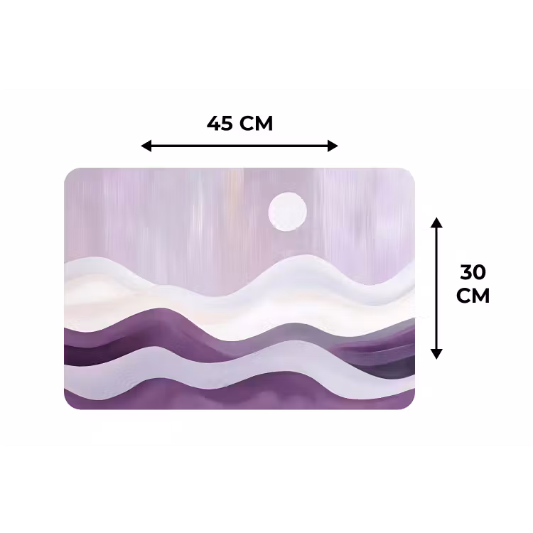 Placemat - 6 stuks - Golven - Heuvels - Abstract - Paars — 3